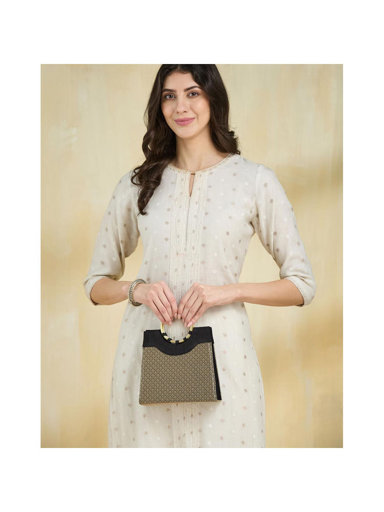fabindia fashion Fabindia Black Brocade Hand Bag-picture-16