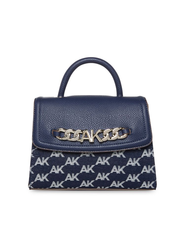Anne Klein Women Navy Blue Printed Satchel Bag-picture-20