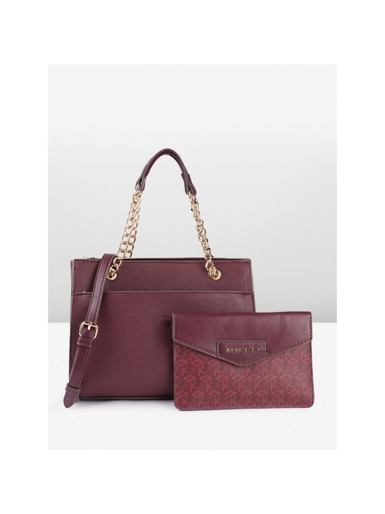 Anne Klein Women Burgundy Solid Handbag-image-34