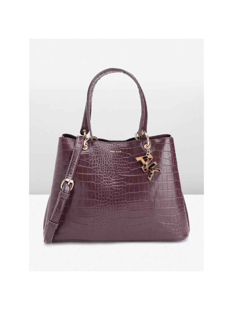 Anne Klein Women Burgundy Textured Satchel Bag-picture-14