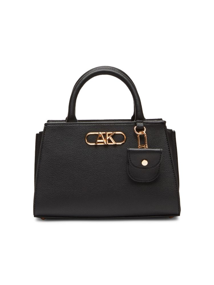 Anne Klein Women Convertible Horsebit Black Textured Satchel Bag (Set of 2)-picture-17