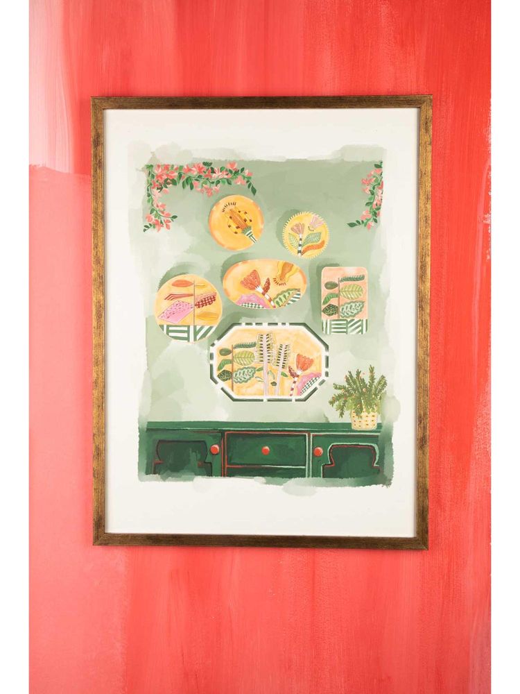 Freedom Tree Arakta Plates On Wall Art With Frame Peach Sage-image-8