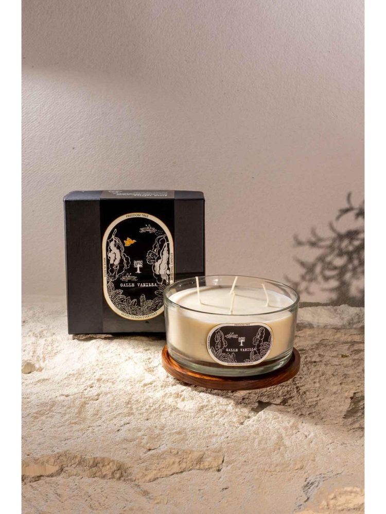 Freedom Tree Galle Vanilla 6 Wick Hand Poured Natural Soy Wax Scented Candle Jar-image-3