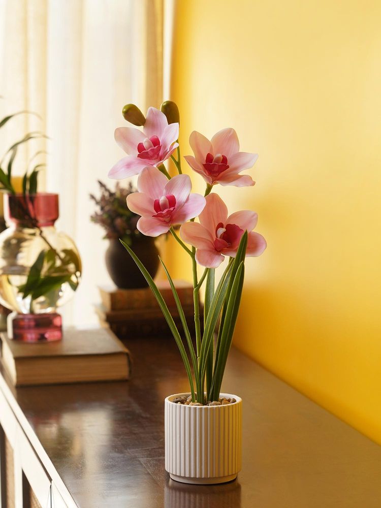 Pure Home + Living Light Pink Artificial Cymbidium Potted Plant-picture-16