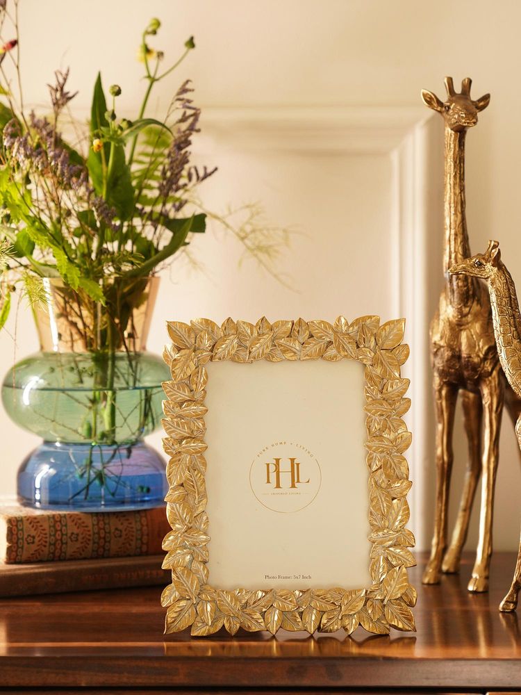 Pure Home + Living Antique Gold Polyresin Leaf Photo Frame - Large-image-35