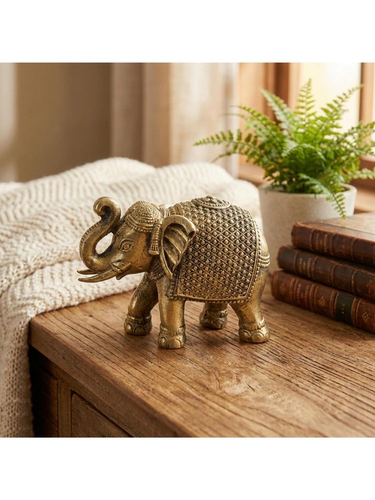 eCraftIndia Brass Elephant Statue Decorative Showpiece Gift For Diwali Housewarming Birthday-picture-11