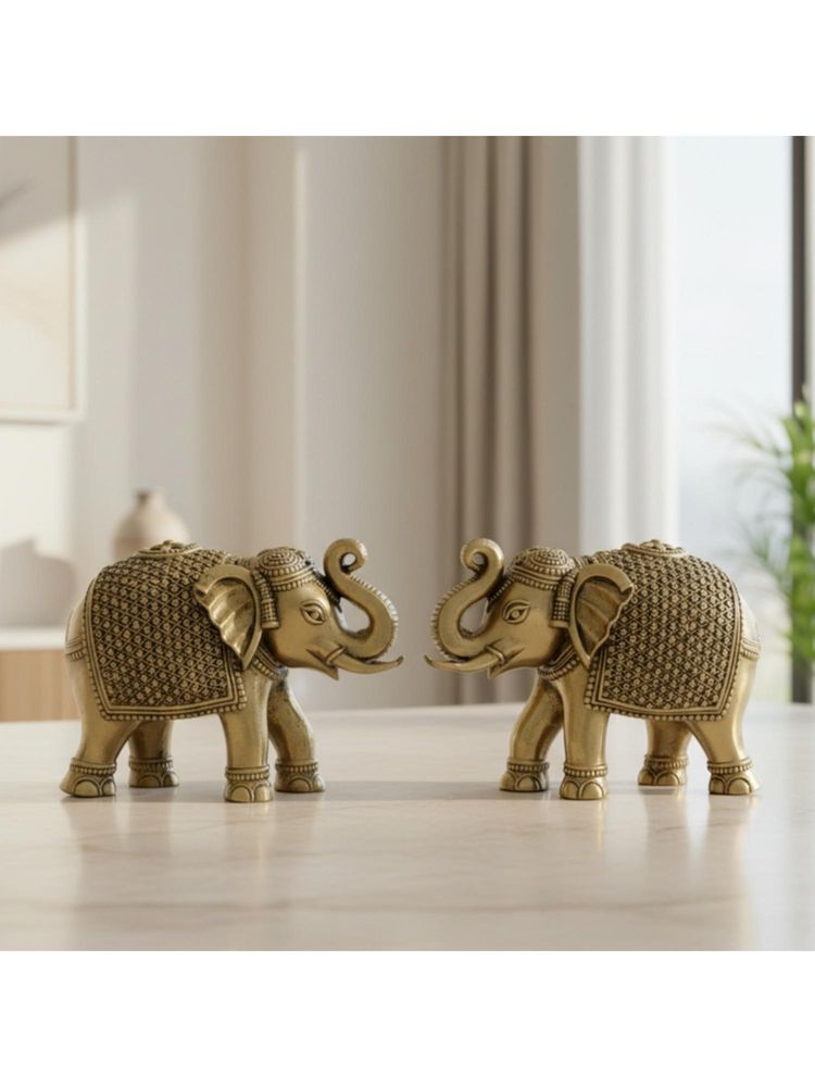 eCraftIndia Set Of 2 Brass Elephant Statue Decorative Showpiece Gift-image-34