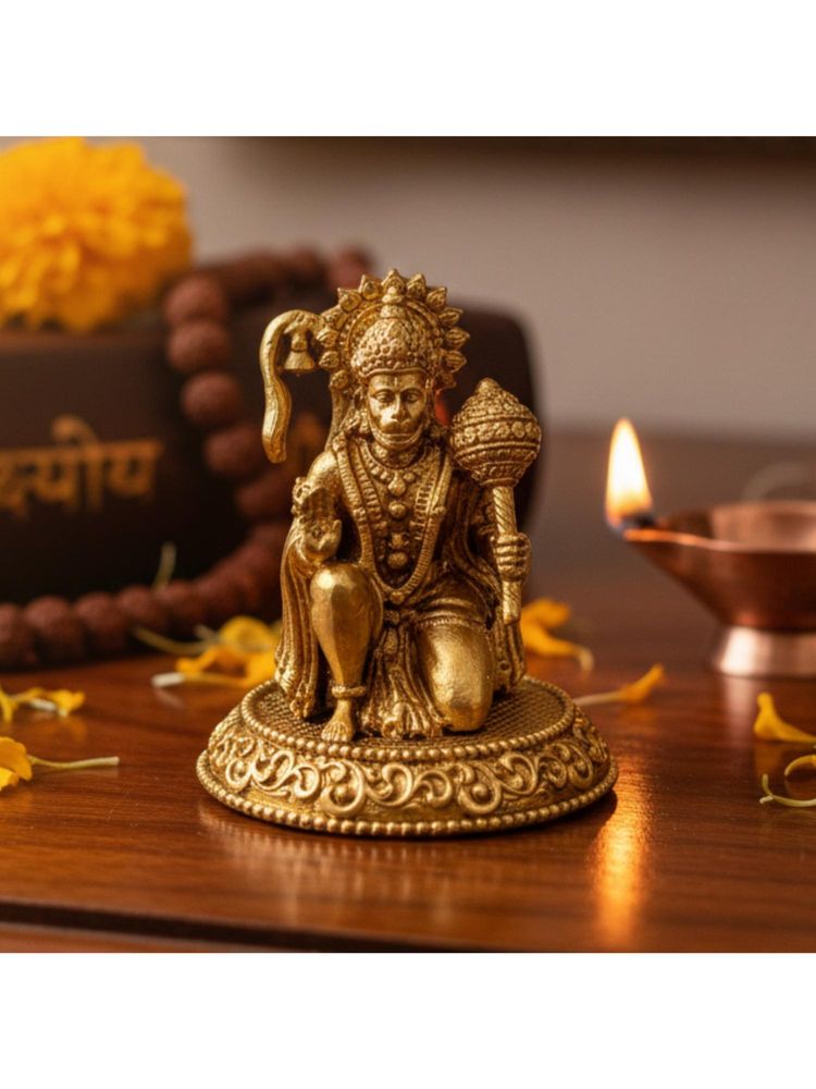 eCraftIndia Gold Brass Hanuman Idol For Daily Pooja Rituals Home Temple-picture-14