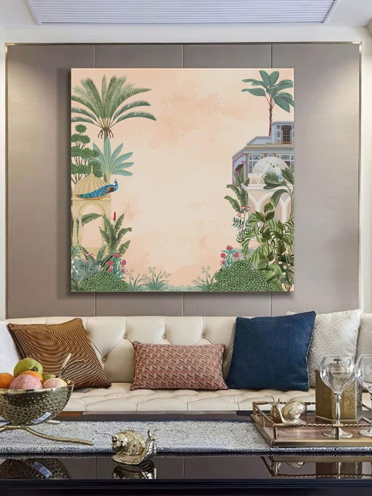 999Store Elegant Peacock And Tropical Foliage With Historic Architecture-image-3
