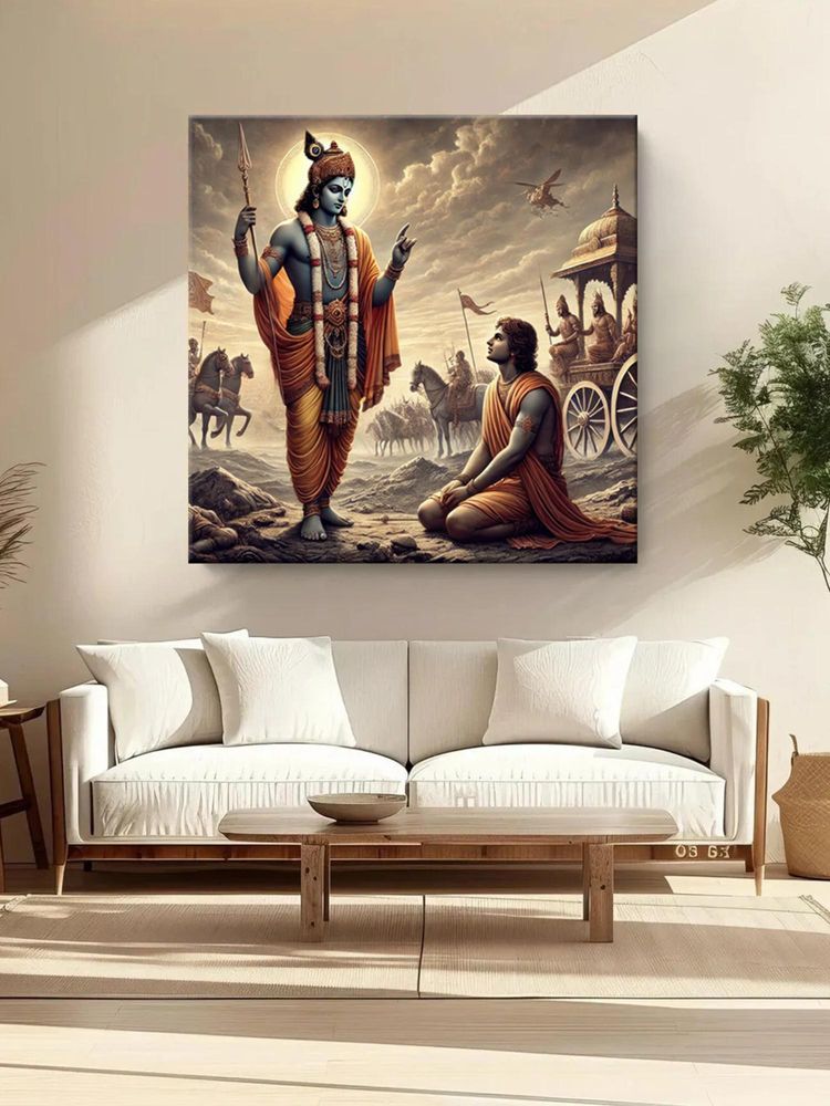 999Store Krishna Delivering The Bhagavad Gita To Arjuna On The Battlefield - Canvas Painting-image-17