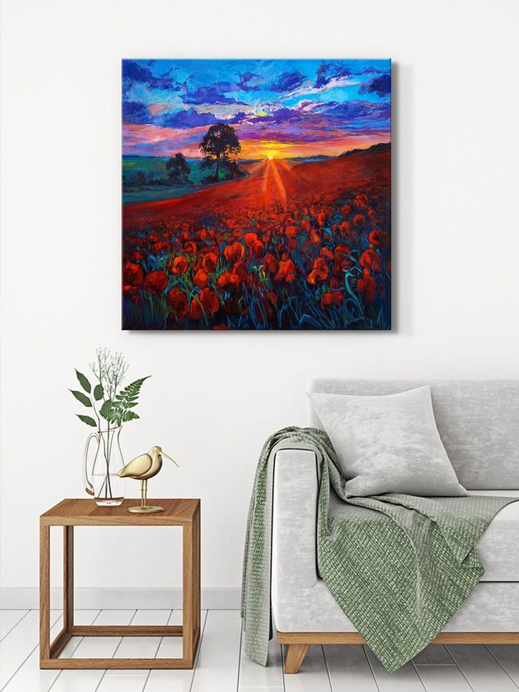 999Store Canvas-Wrapped Poppy Field Sunset Painting-image-17