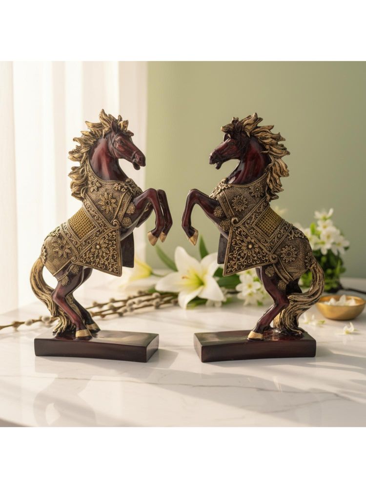 eCraftIndia Set Of 2 Resin Running Horse Showpiece For Home Decor Office-picture-25