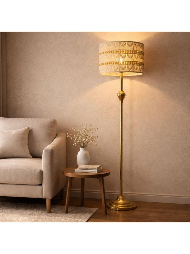 The Decor Mart Modern Metal Stand Floor Lamp With Decorative Macrame Shade-picture-37
