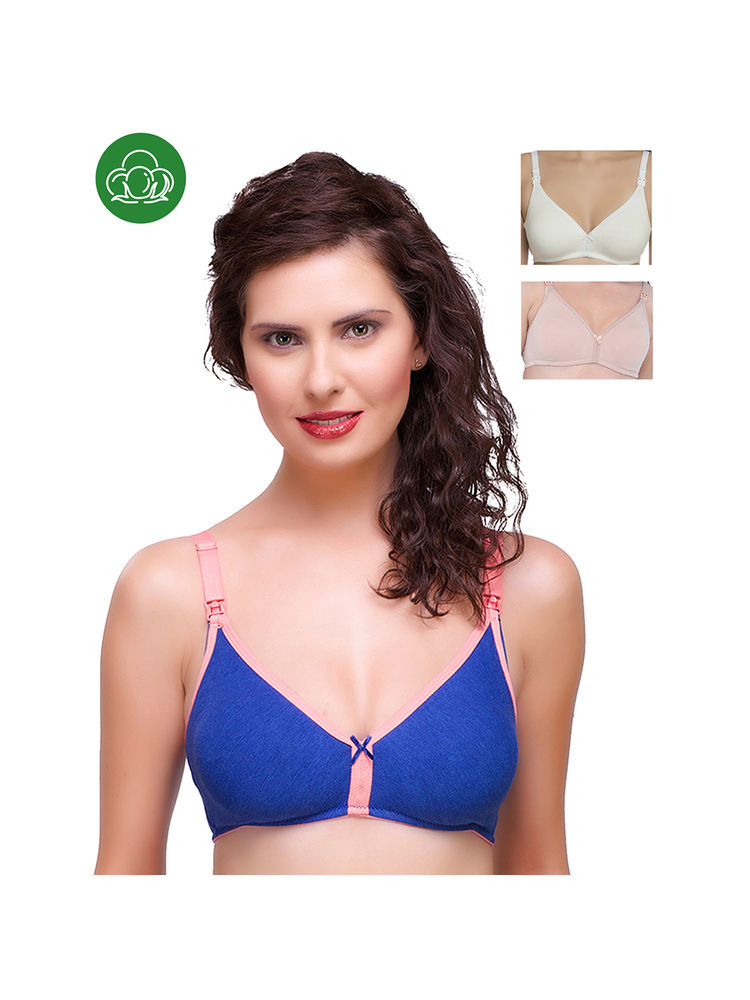 Inner Sense Organic Cotton Antimicrobial Nursing Bra Pack of 3 - Multi-Color-picture-30