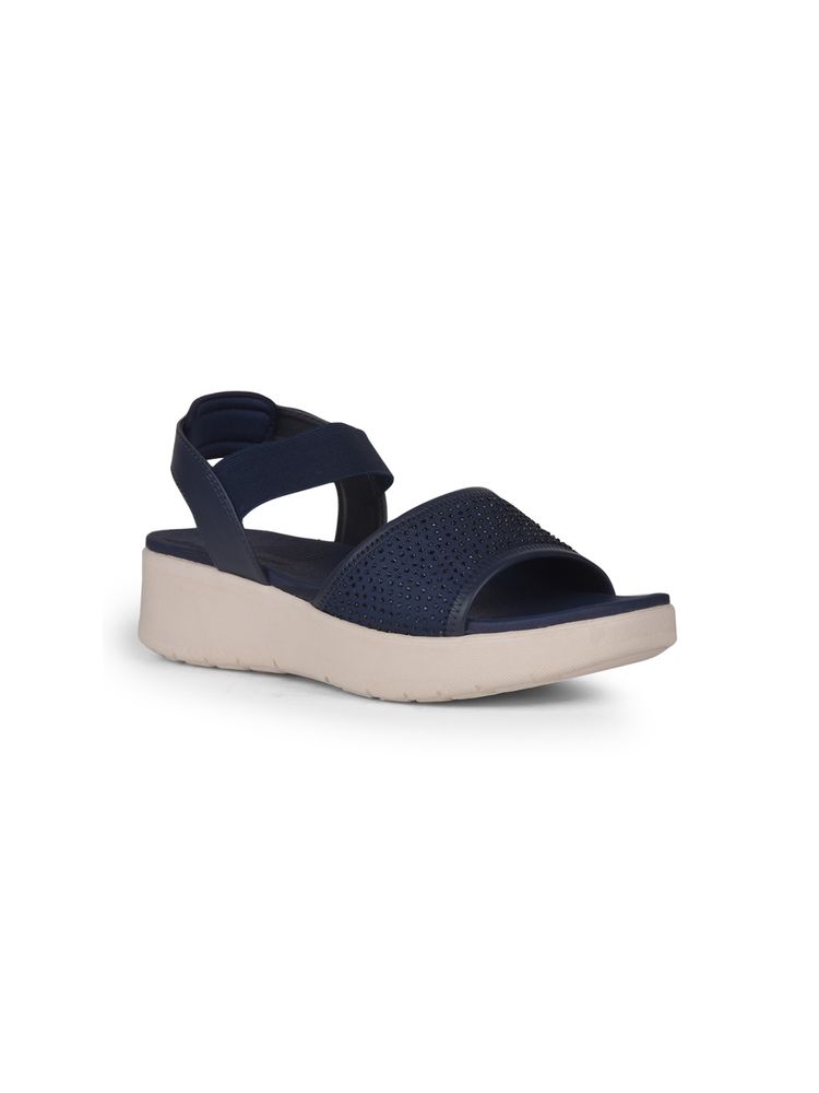 Bata Comfit Women Navy Blue Platform Sandal Heels-picture-14