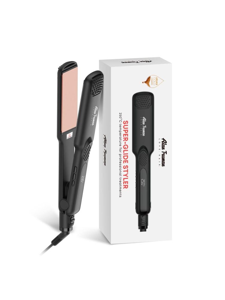 Alan Truman Black Super Glide Wide Argan Gold Oil Infused Ceramic Plates Hair Straightener-image-27