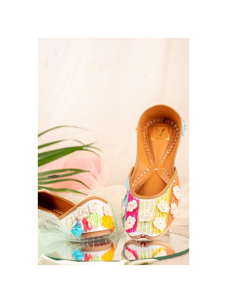 House of Vian Azalea Multi Color Embellished Juttis-image-27