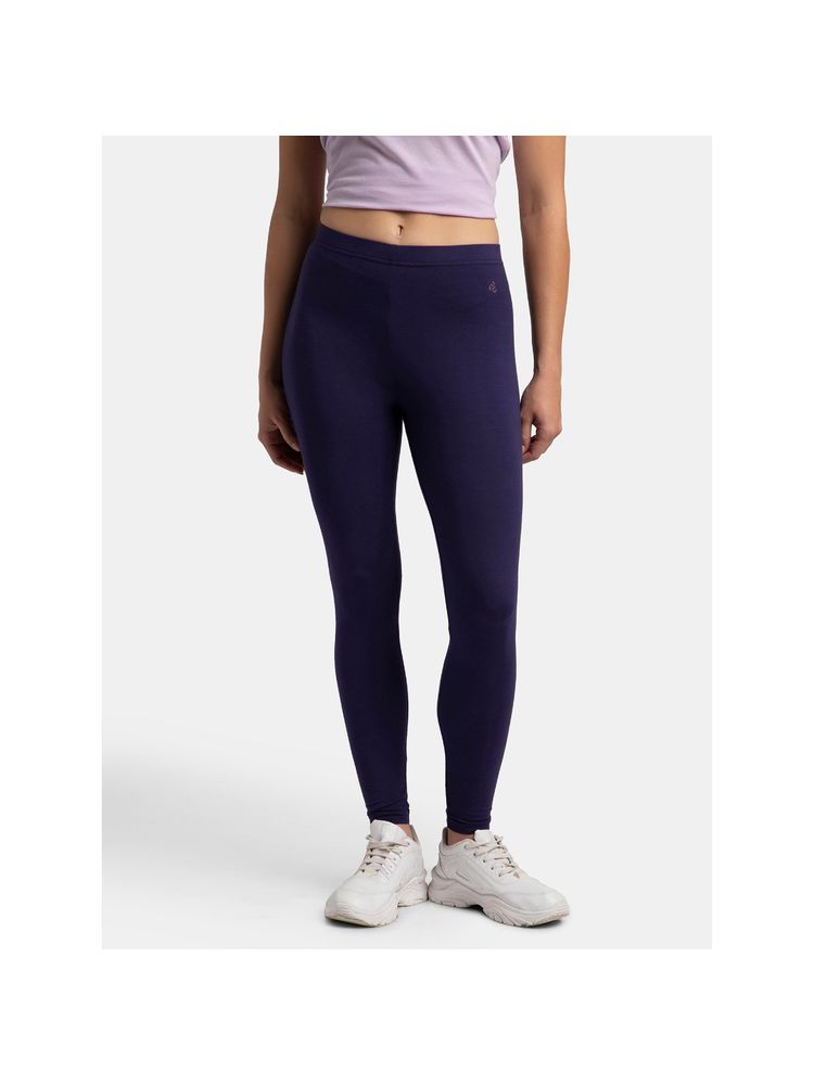 Jockey AW87 Women Super Combed Cotton Elastane Stretch Leggings - Blue-picture-26