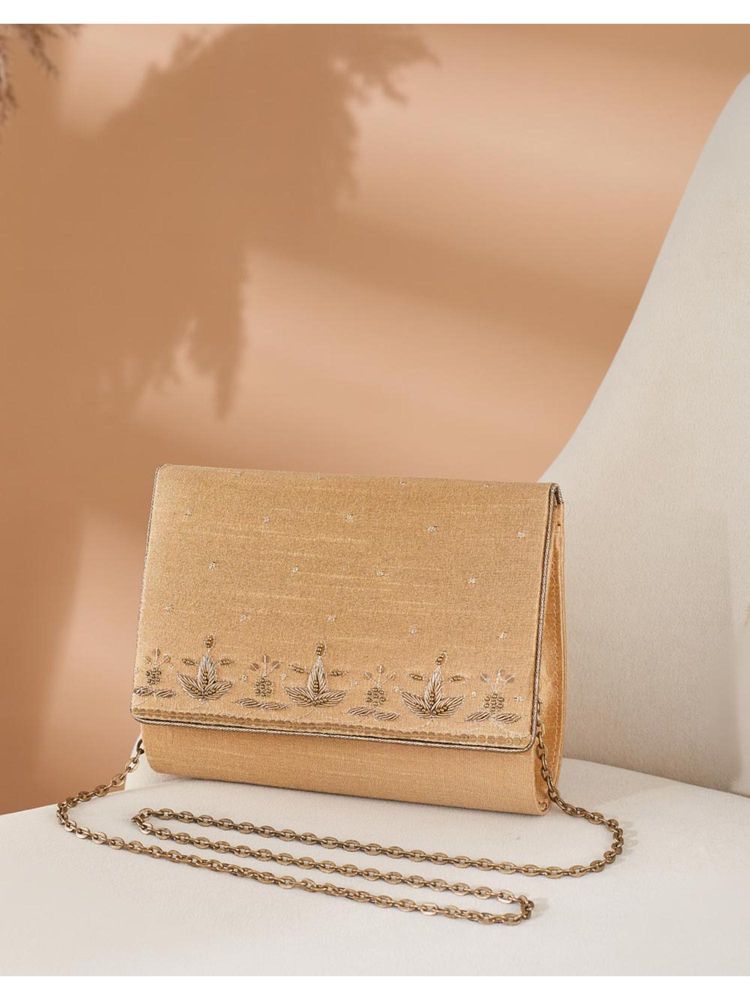 Fabindia Golden Hand Embroidered Sling Bag (S)-image-11