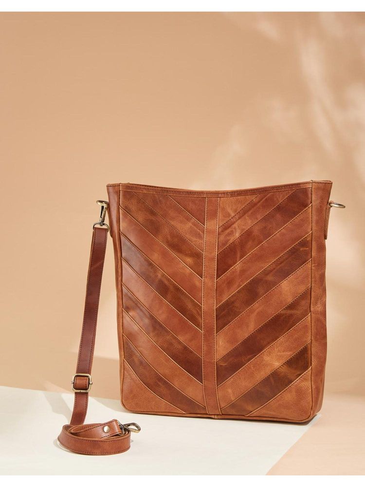 Fabindia Brown Leather Sling Bag-image-45