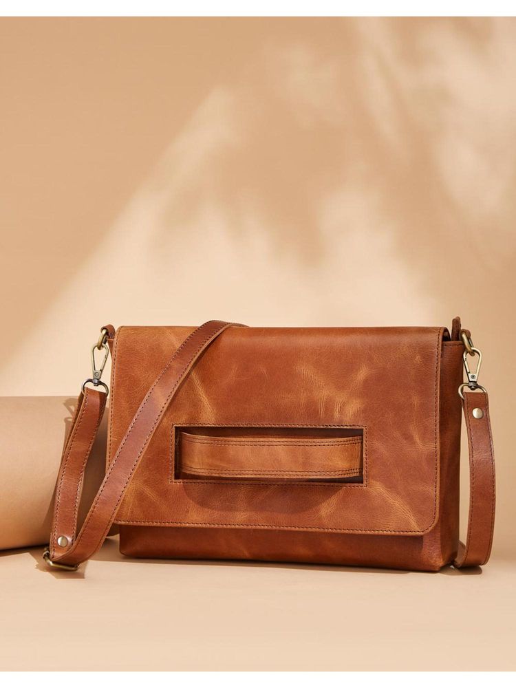 Fabindia Brown Leather Sling Bag (M)-image-41