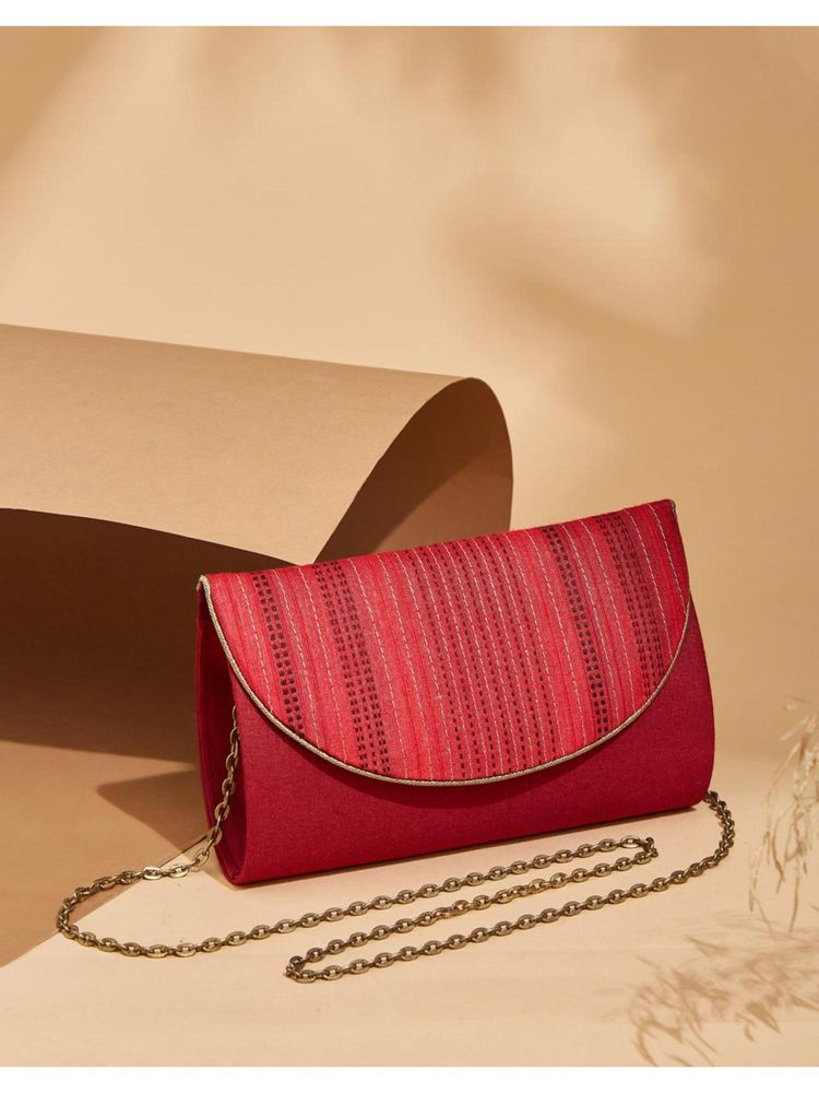 Fabindia Red Solid Structured Sling Bag (S)-image-14