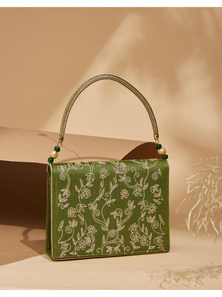 Fabindia Green Embroidered Hand Bag (M)-image-46