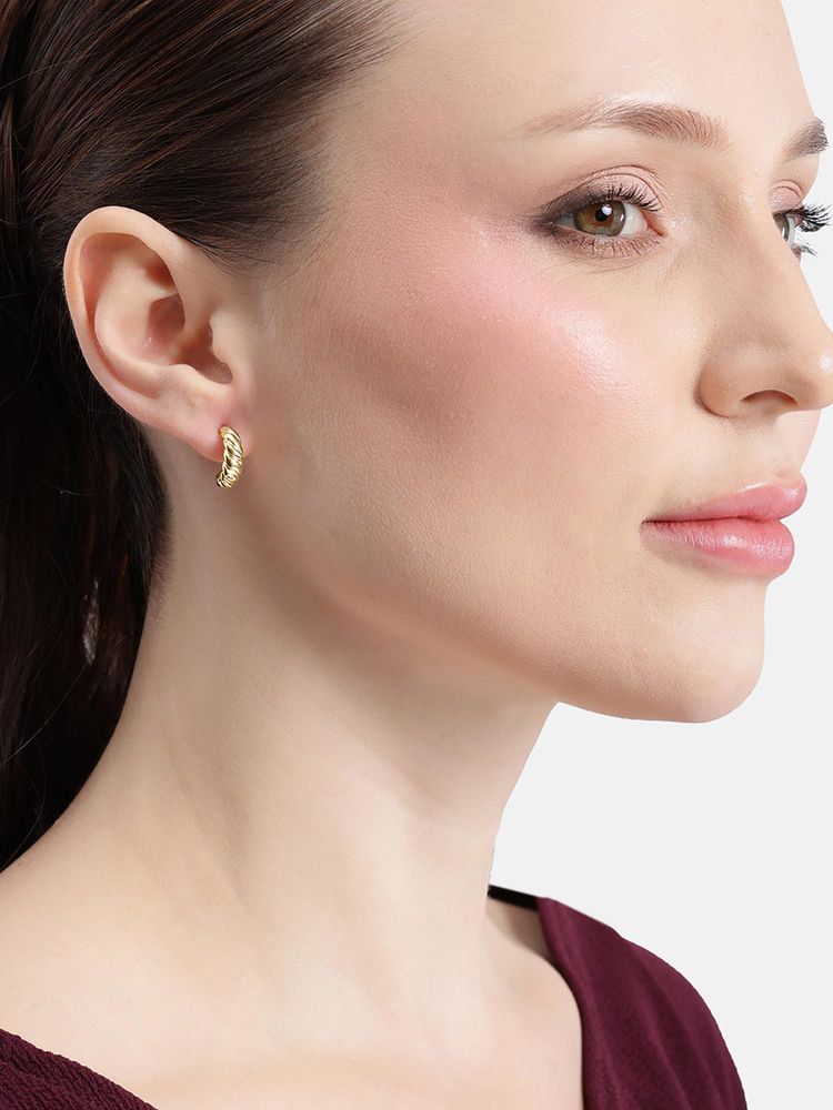 Carlton London 18Kt Gold Plated Geometric Half Hoop Earrings-picture-11