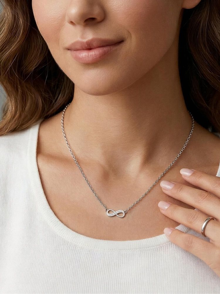 Carlton London 925 Sterling Silver Rhodium Plated Infinity “I Love You” Mom Necklace-image-34
