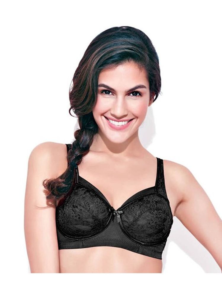 Enamor FB06 Classic Lift Full Support Bra - Non-Padded Wirefree Full Coverage - Black