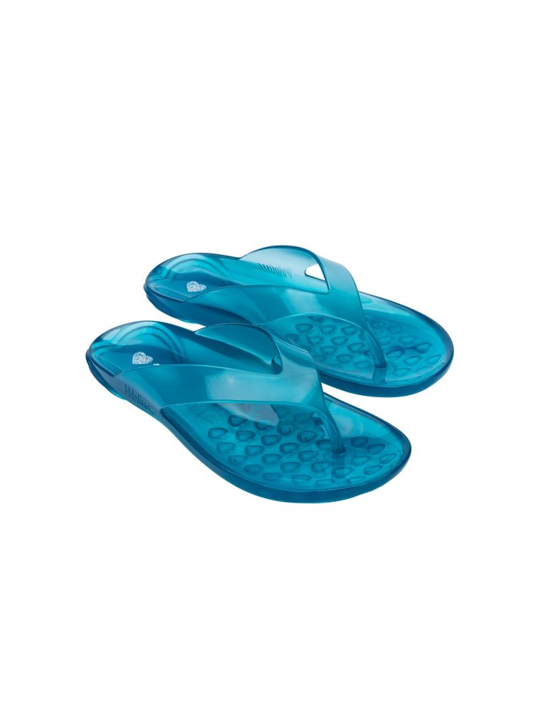 Melissa The Real Jelly Ad Clear Blue Solid Flipflops-image-2