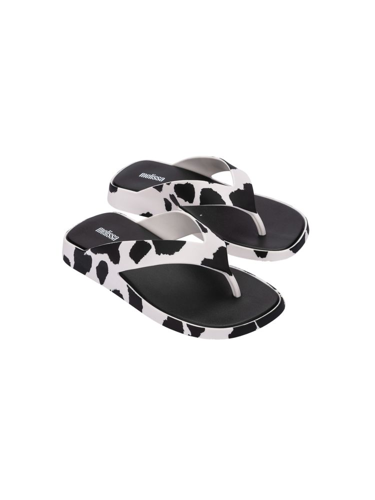 Melissa Brave Ad Black and White Solid Flipflops-image-29