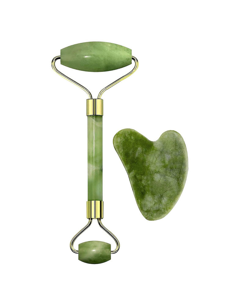 Kazarmaa Jade Roller with Gua Sha Set Face Massager