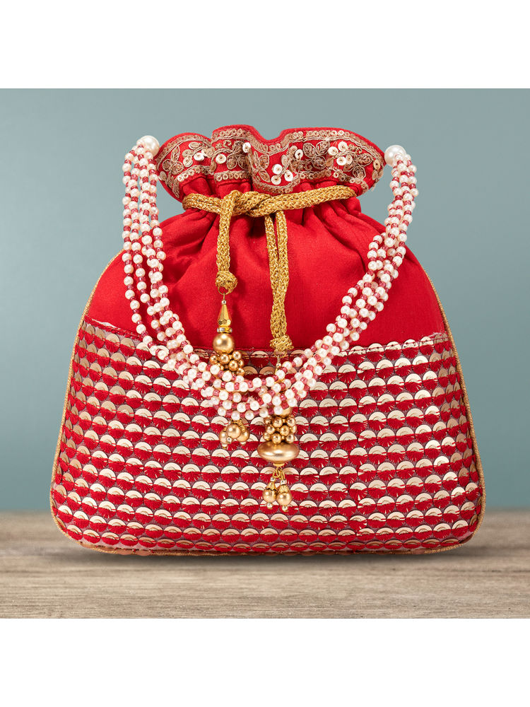 Peora Potli Bags for Women Evening Bag Clutch Ethnic Bride Purse with Drawstring (P05R)-picture-17