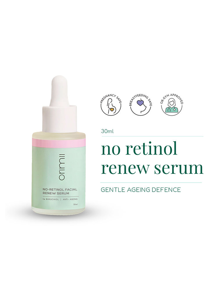 Orimii No Retinol Anti Ageing 1% Bakuchiol Face Serum - Non Comedogenic, Pregnancy Safe