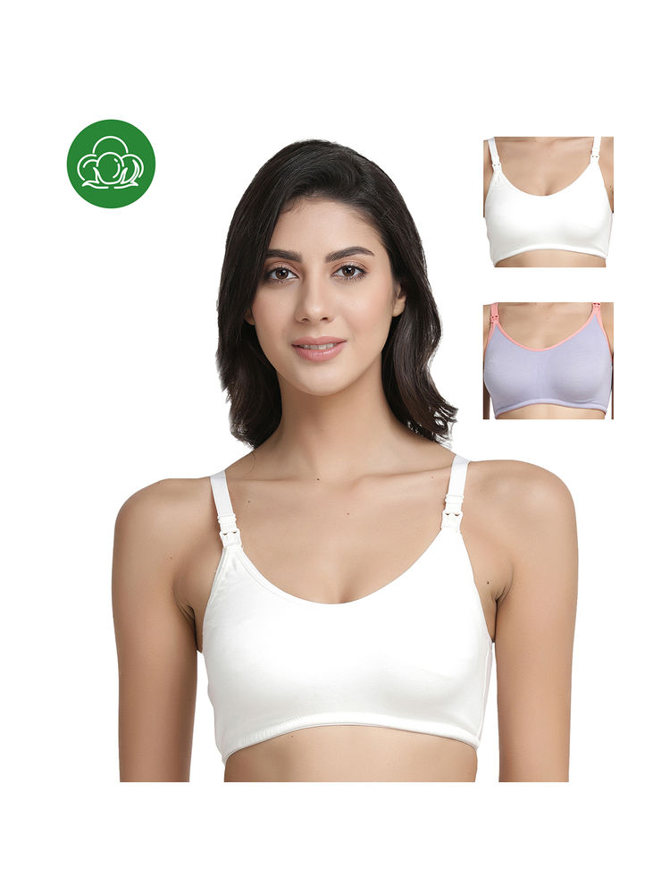 Inner Sense Organic Antimicrobial Soft Nursing Bra Pack of 3 - Multi-Color-image-32