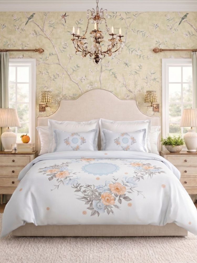 the White Moss White Garden 250Tc Ivy Living Bedsheet with 2 Pillow Covers (King)-picture-0