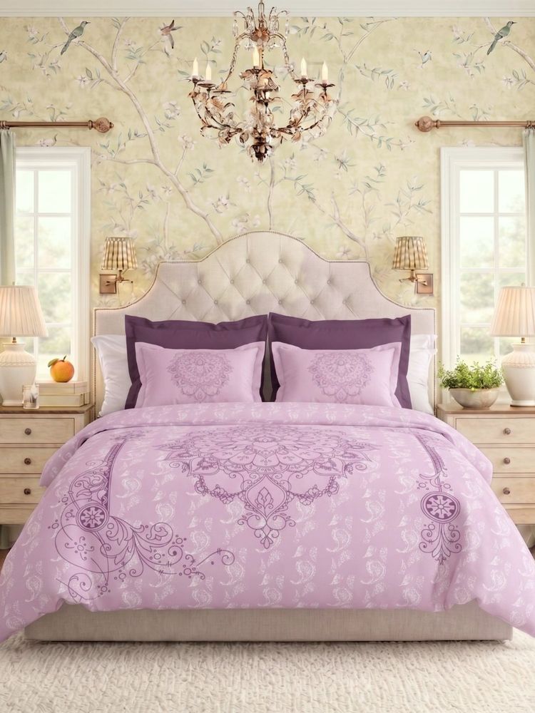 the White Moss Heirloom Lavender 250Tc Ivy Living Bedsheet with 2 Pillow Covers (King)-picture-13