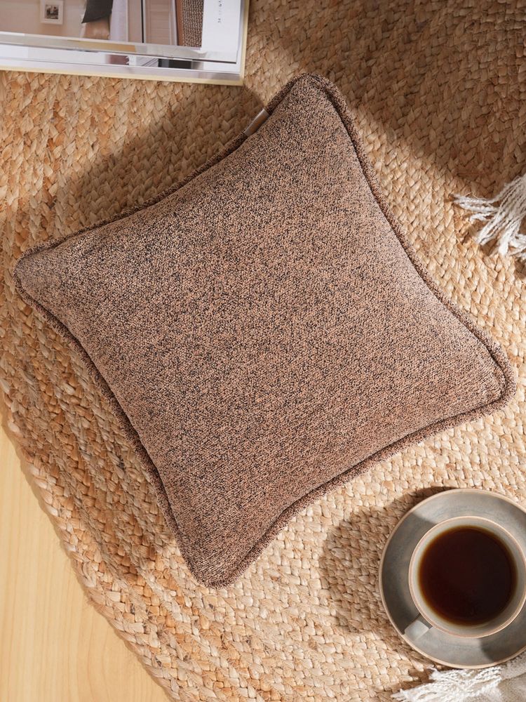 Maspar Brown Solid Soft Cotton Square Cushion Cover-image-46
