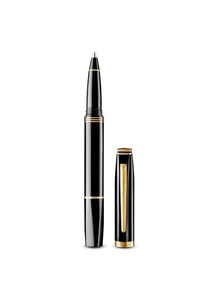 Lapis Bard Contemporary Rollerball Pen - Black With Gold Trims-image-5