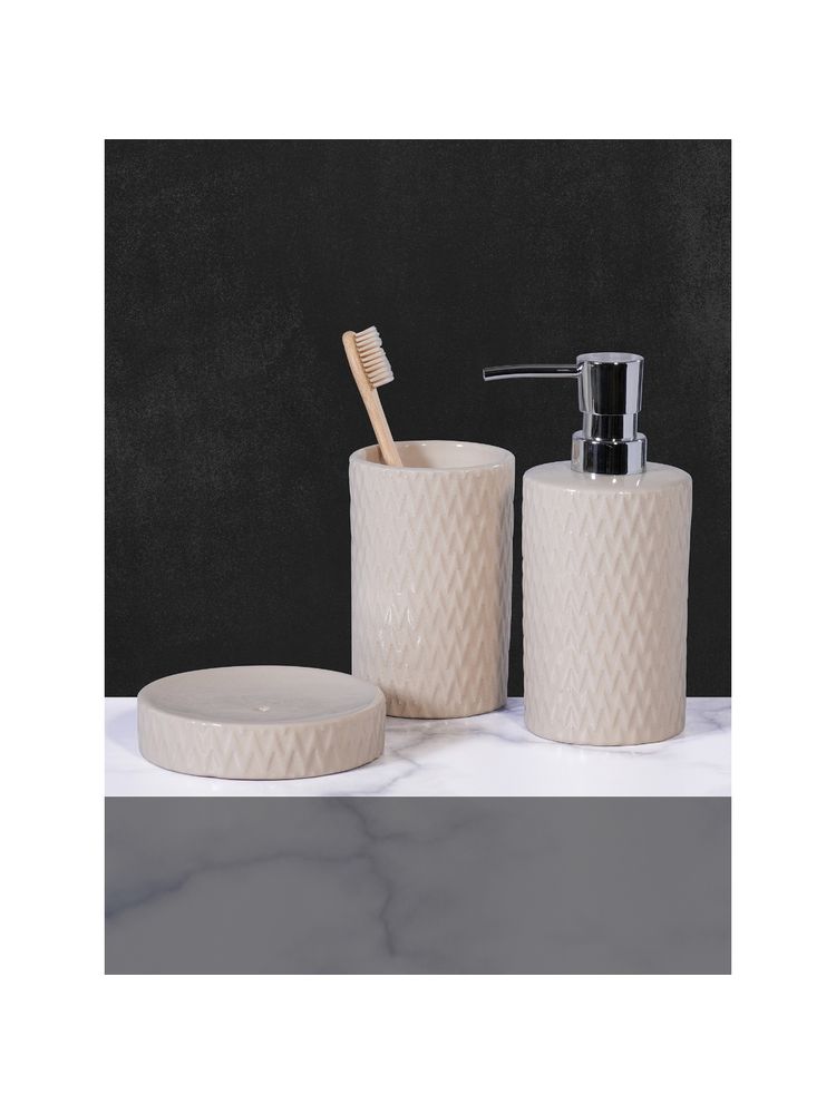 OBSESSIONS Beige Ceramic Luxury Bathroom (Set of 3)-image-48