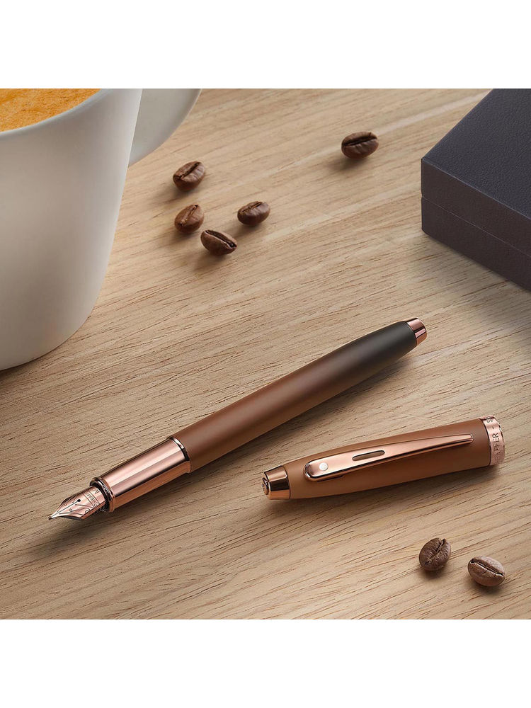Sheaffer 100 9374 Coffee Edition Matt Brown Fountain Pen with Regal Pvd Trims - Medium-picture-16