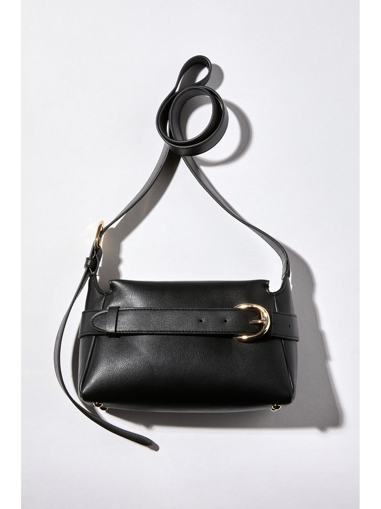 H&M Women Black Strap-Detail Crossbody Bag-image-1