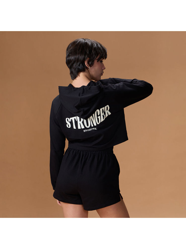 Kica Cropped Cotton Terry Hoodie For Daily Wear-picture-2