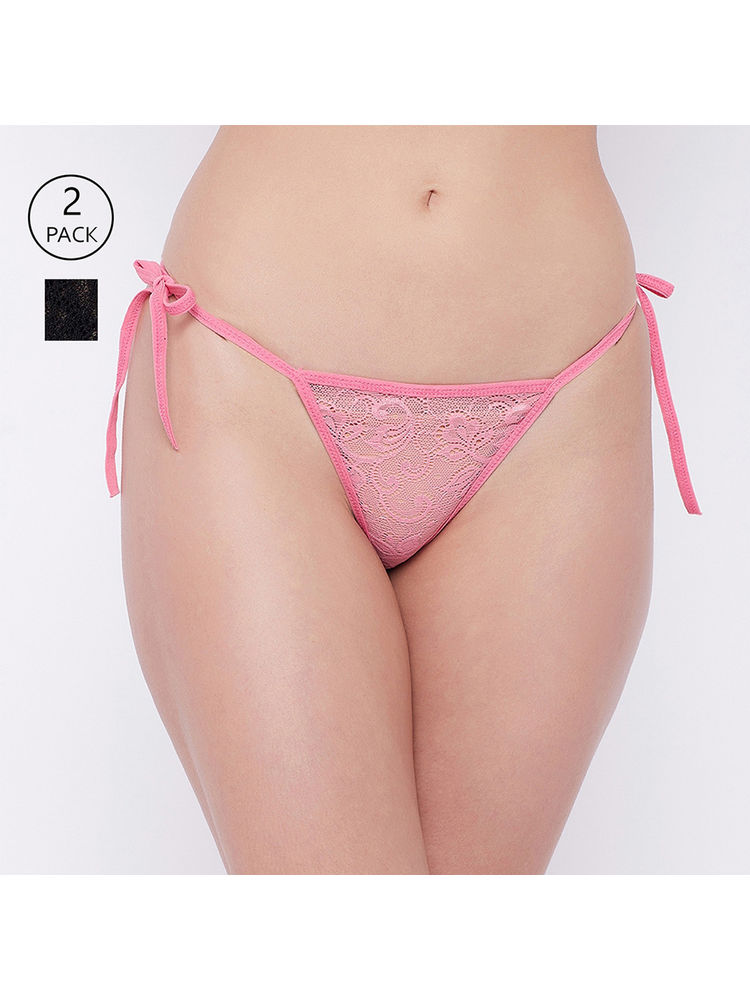 Secrets by Zerokaata Women Pack Of 2 Assorted Self Design Lace Thong Briefs-picture-13