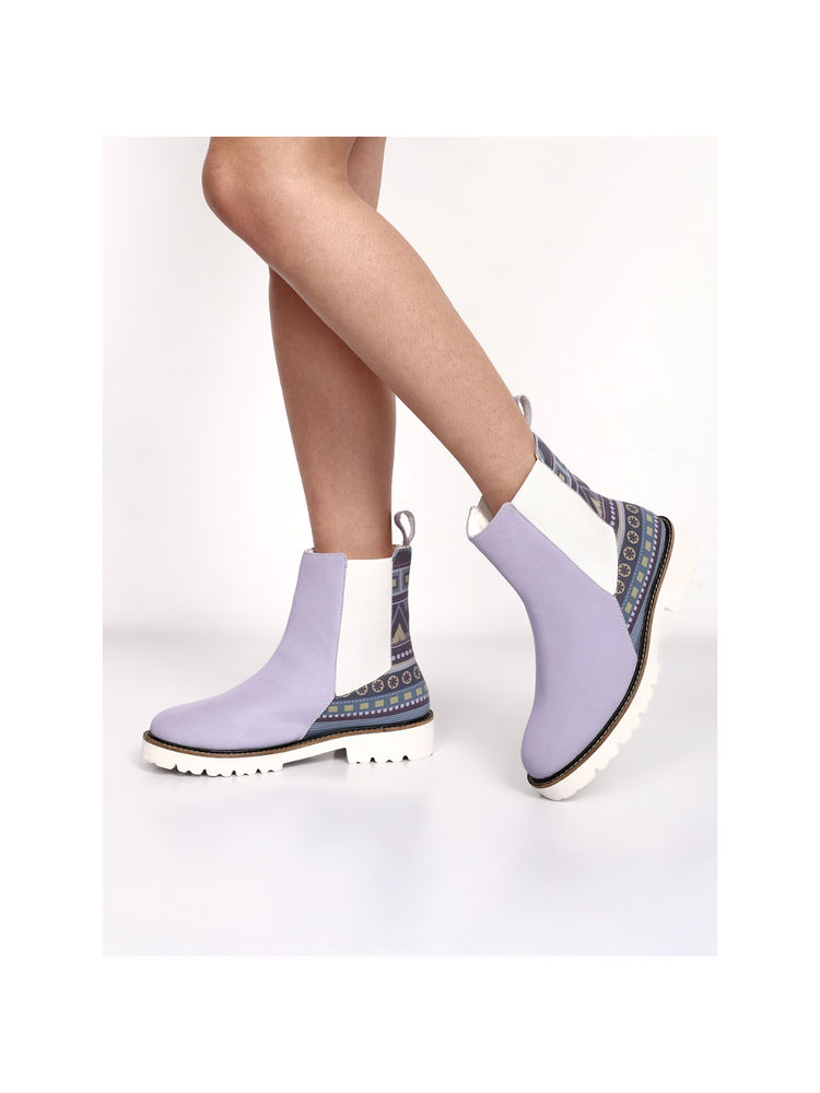 Yoho Women Printed Stylish Comfortable Lightweight Chelsea Boots Purple-picture-19
