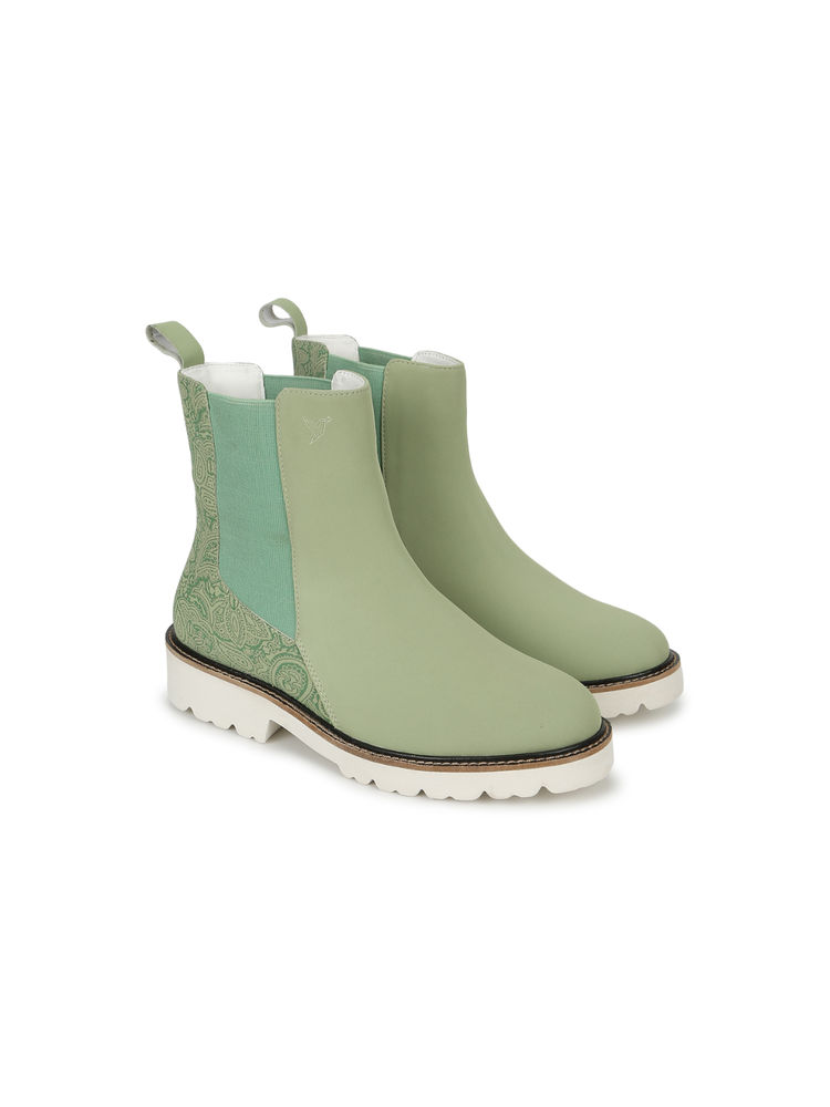 Yoho Women Printed Stylish Comfortable Lightweight Chelsea Boots Green-picture-19