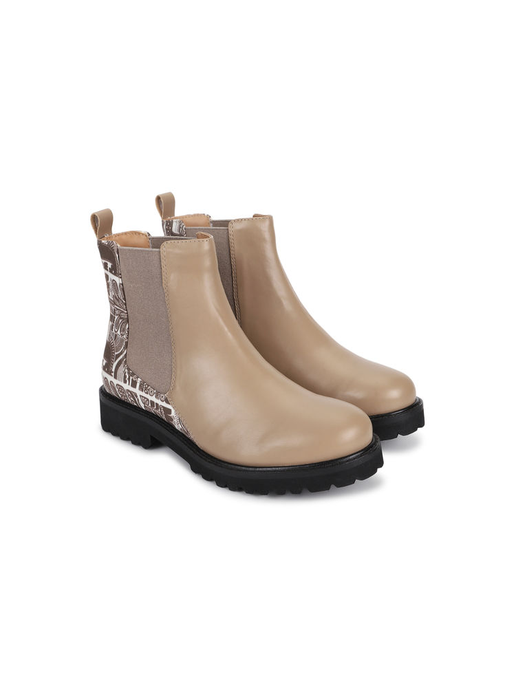 Yoho Women Printed Stylish Comfortable Lightweight Chelsea Boots Beige-picture-19