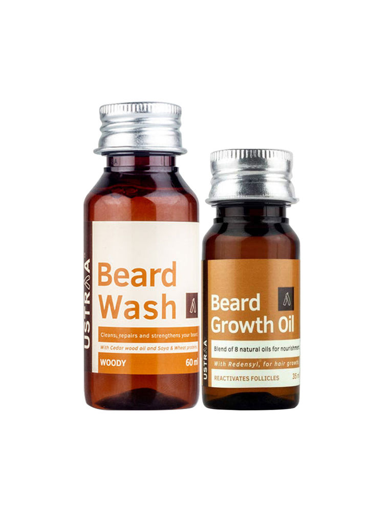 Ustraa Beard Growth Oil & Beard Wash Woody