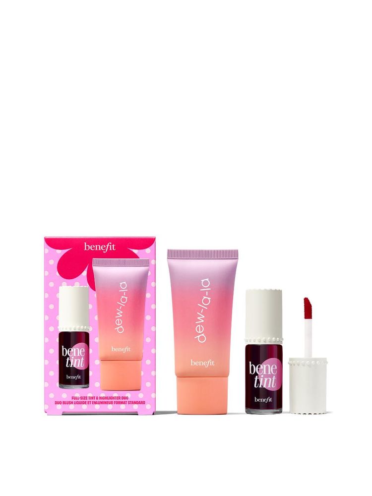 Benefit Cosmetics Dew The Benetint Full-Size Rose-Tinted Lip & Cheek Stain And Liquid Highlighter-image-9
